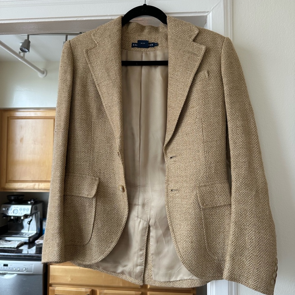 Ralph Lauren Tan Herringbone Blazer